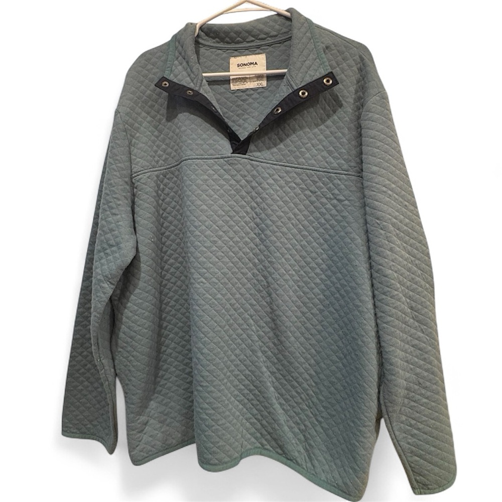 Sonoma Quilted Pullover, Teal and Navy. Size XXL